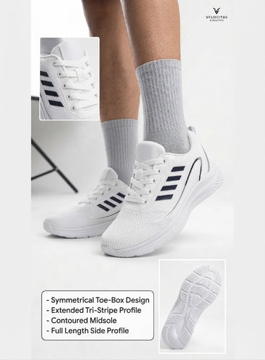 AeroGrip Knit White Lace up Running Shoes