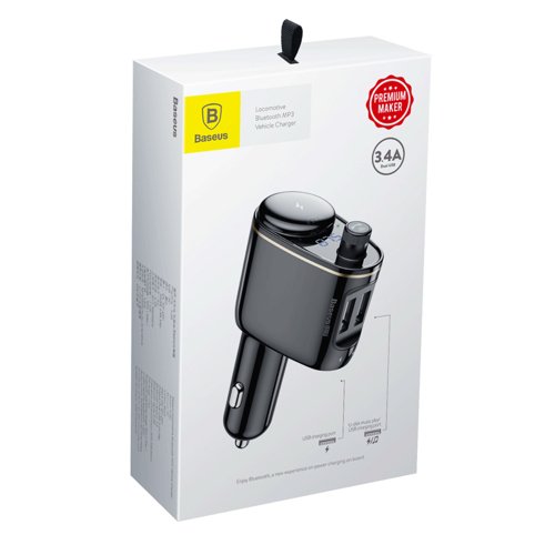 Baseus Locomotive Bluetooth FM Transmitter MP3 Car Charger 2x USB 3.4A