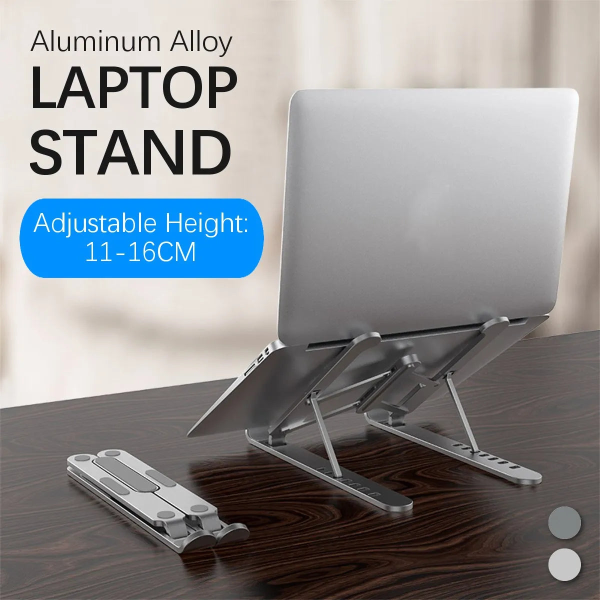 Portable Adjustable Aluminum Laptop Stand (11-15") | Foldable Ergonomic Desk Riser for Mac, Windows