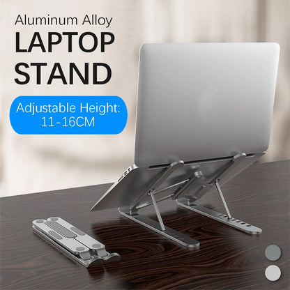 Portable Adjustable Aluminum Laptop Stand (11-15") | Foldable Ergonomic Desk Riser for Mac, Windows