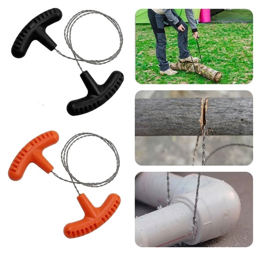 Cable Saw Stainless Steel Wire Saw 24-Inch Pocket Hand Saw for PVC, PE, ABS Pipes Cutting, Camping