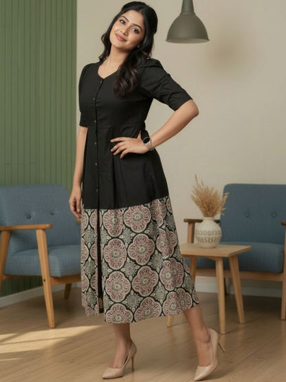 Ethnic Motifs Print Fit & Flare Midi Dress