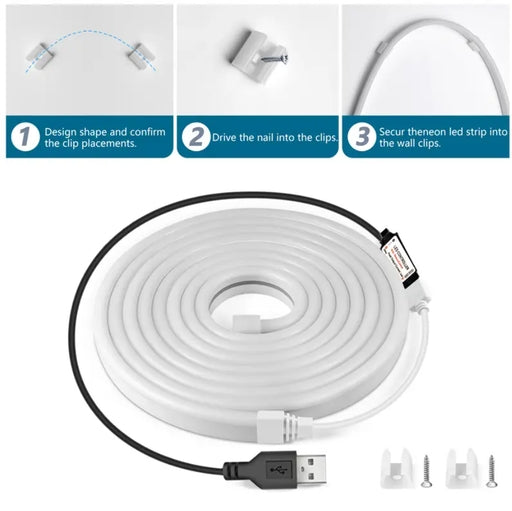 LQHZMYY RGB Neon Light Strip with 24-Key Touchscreen Remote - USB-Powered, IP65, Multicolor
