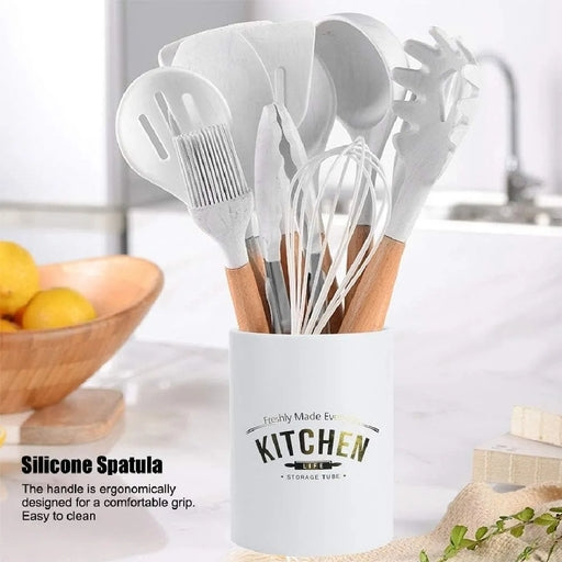 12PCS Silicone Kitchen Utensil Set, Heat Resistant Cooking Tools for Non-Stick Cookware SMT