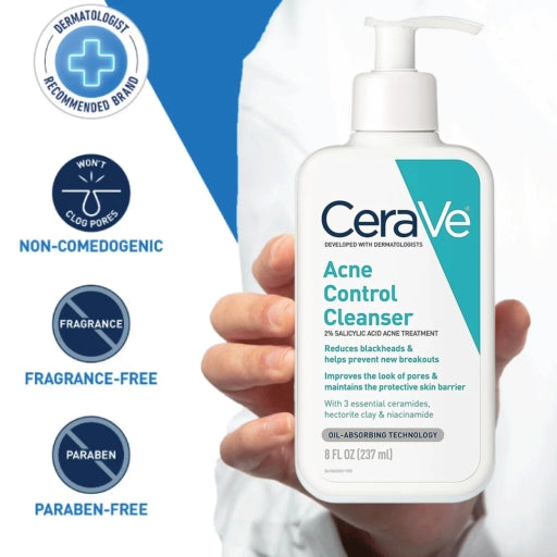 CeraVe Acne Control Cleanser 2% Salicylic Acid Acne Treatment 237Ml