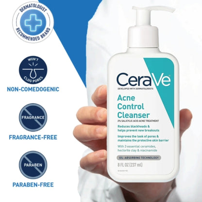 CeraVe Acne Control Cleanser 2% Salicylic Acid Acne Treatment 237Ml