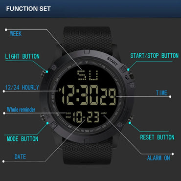 Men Sport Watch Multifunction Military Sports Watch Waterproof Luminous LED Digital Kids Watch