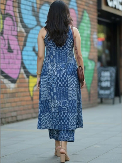 Ethnic Motifs Printed Regular Pure Cotton Kurta with Trousers