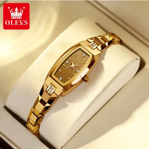 DISHIDU Women's Slim Tungsten Steel Watch - Tonneau Square Diamond Quartz