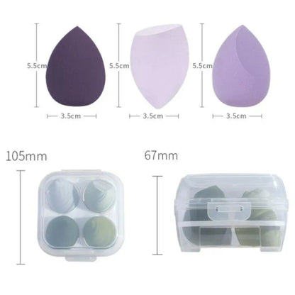 4 Pack Latex-Free Makeup Sponge Set for Foundation, Concealer & Wet/Dry Use
