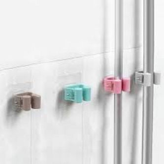 Punch-Free Multi-Functional Wall Mounted Mop and Broom Holder with Hooks, Perfect for Kitchen