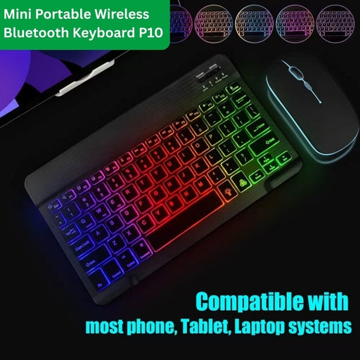 Mini Portable Bluetooth Keyboard P10 – Rechargeable Wireless Keyboard Compatible with IPad, IOS