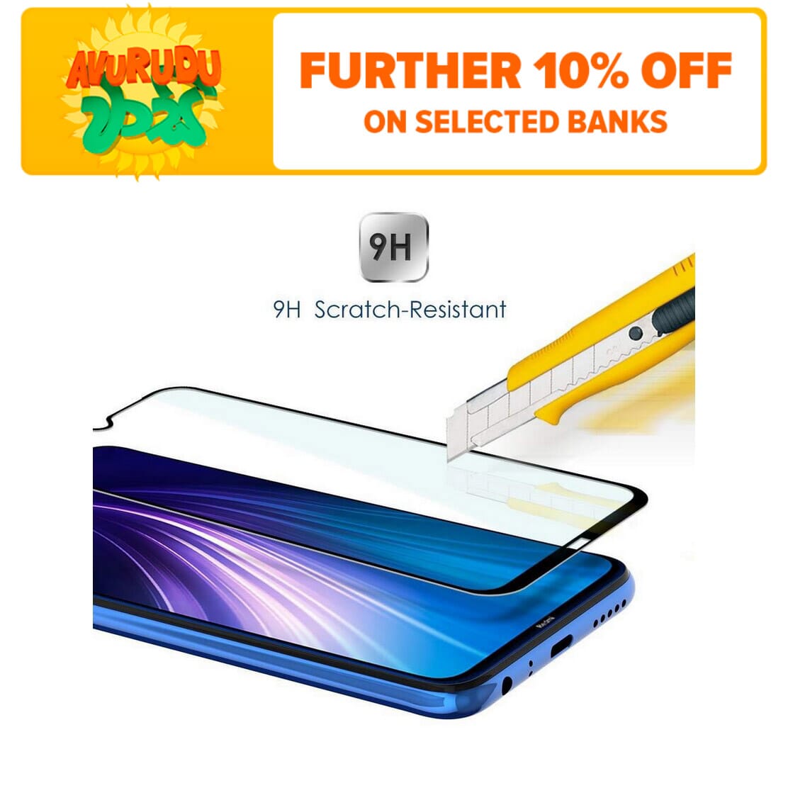 2 IN 1  Premium Quality Tempered Glass Film for Xiaomi Redmi 8 / 8A - Black