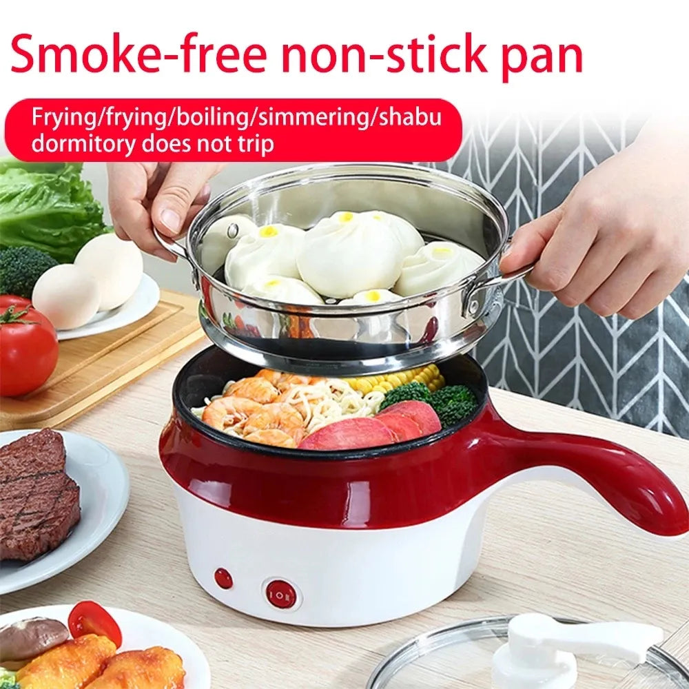 Multi-Function Portable Cooker Non-Stick Stainless Steel Electric Skillet Fry Pan Rice Cooker