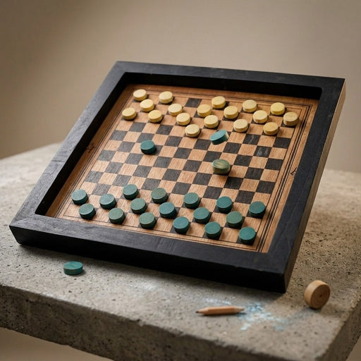 Wooden Checker Daam Board with Coins (Aprox 43 X 43Cm)