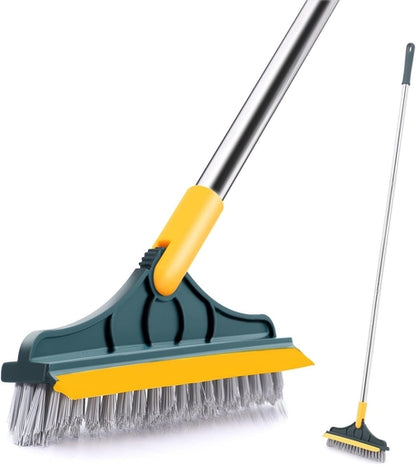 2 In 1 Floor Scrub Brush, V-Shaped Floor Scrub Brush with Long Handle, Bathroom Shower Crevice Clean