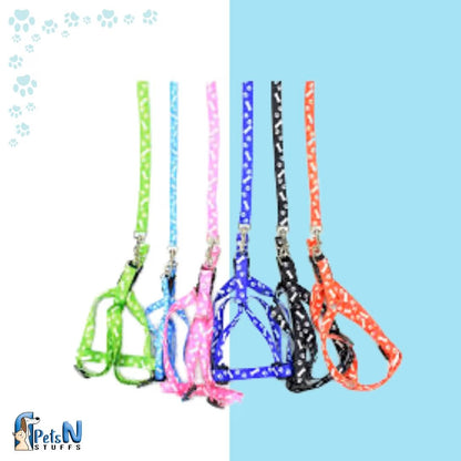 Cat Leash and Harness (Bone Print)