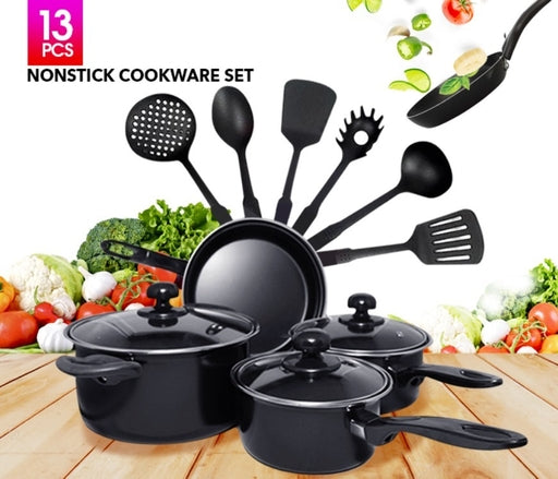 Nonstick 13 Pc Cookware Set - Black