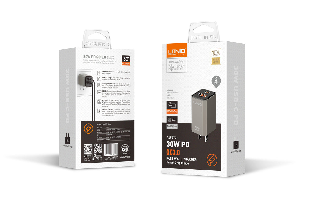LDNIO A2527C PD QC3.0 Fast Wall Charger 30W