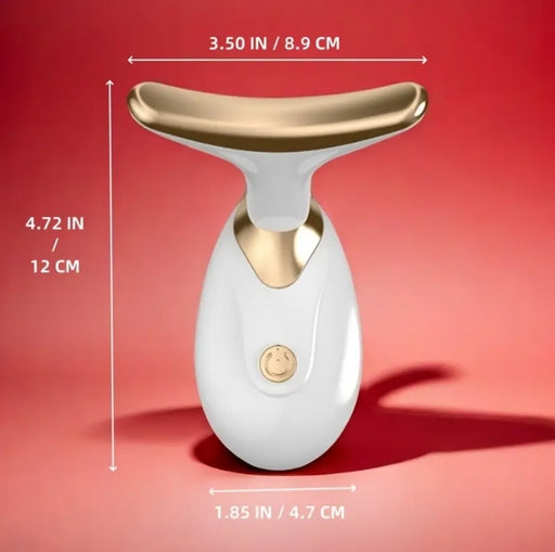 Powered Neck & Face Massager – Contoured Rollers for Relaxation | Elegant White and Gold Aesthetic
