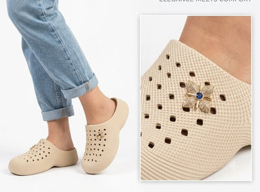 Perforated Butterfly Charm Girls Clogs