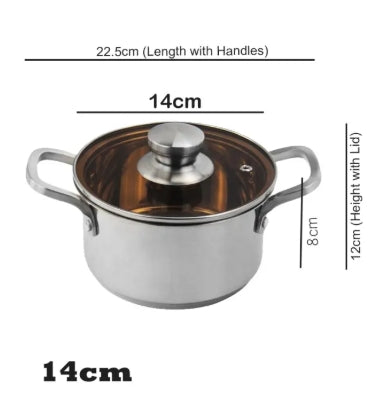 Stainless Steel Thickened Cooking Pot /Soup Pot with Glass Lid for Kitchen 3 Sizes