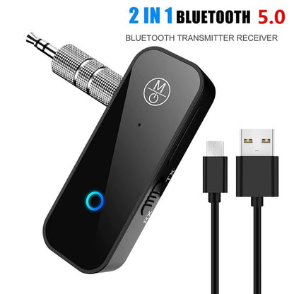 YESIDO YAU25 2-in-1 Bluetooth 5.0 Transmitter Receiver Aux Adapter for Car Home Stereo System
