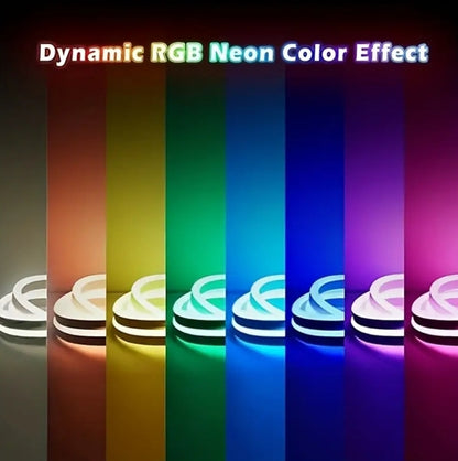 LQHZMYY RGB Neon Light Strip with 24-Key Touchscreen Remote - USB-Powered, IP65, Multicolor