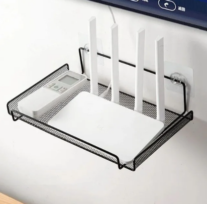 Wall-Mounted Wi-Fi Router & Set-Top Box Storage Rack: Floating Wall Bracket & Cable Organizer