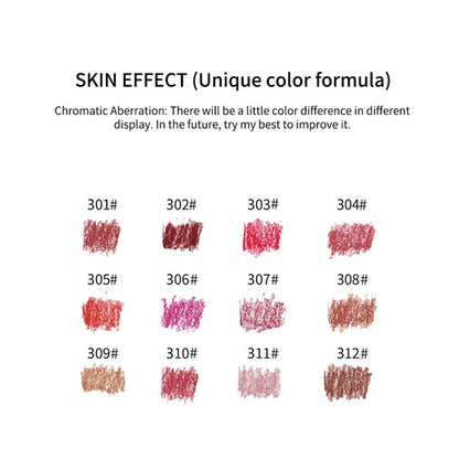 12Pcs Multi-Color Lip Liner Set, Waterproof, Sweat Proof, Long Lasting and Natural Look Lip Liner
