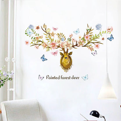 Butterfly Deer with Wall decoration stickers room wallpaper bedroom nursery kids room Home decoration Wall Stickers
