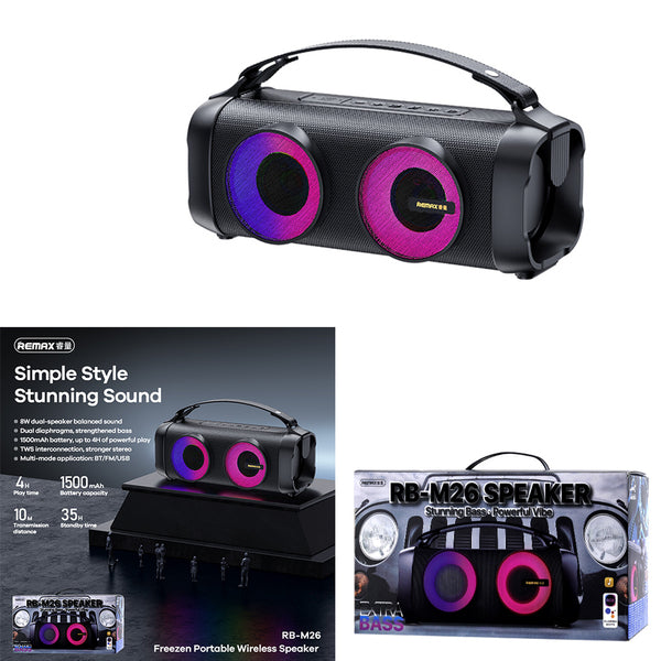 REMAX RB-M26 Outdoor Hand Lifted Double Terminal Bluetooth Speaker Plaza Dance Sports Portable Sound
