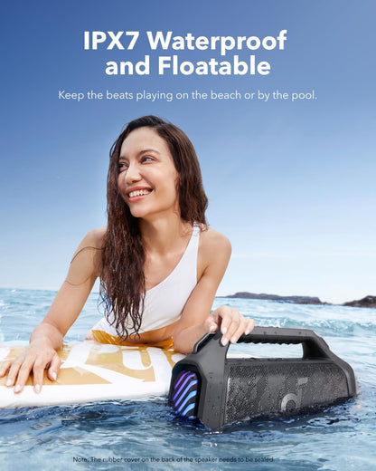 Anker Soundcore Boom 2 Plus Outdoor Speaker, 140W, 2+2 Channel, BassUp 2.0, 20H Playtime, Fast Charge, IPX7 Waterproof, RGB Lights, Power Bank, Bluetooth 5.3, Portable for Outdoors, Camping, Beach