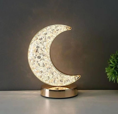 Moon Night Lamp Crystal Desk Lamp 3 Colors Dimming Table Light Touch Bedside Romantic Diamond