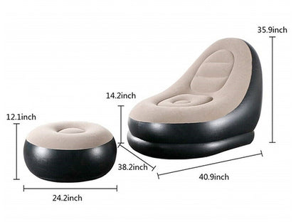 Folding Portable Inflatable Sofa Chair Flocking Lounge Chair with Electric Air Pump