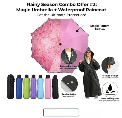 ðŸ”¥ Bundle Offer 3 ðŸ”¥ Magic Umbrella with Adults Waterproof Raincoat