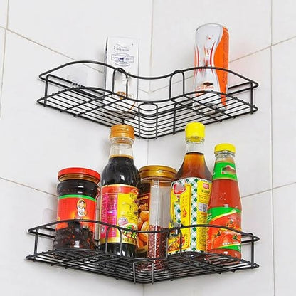 Bathroom Shelf, Wall Mounted Shampoo Storage Holder No Drilling, Kitchen Storage