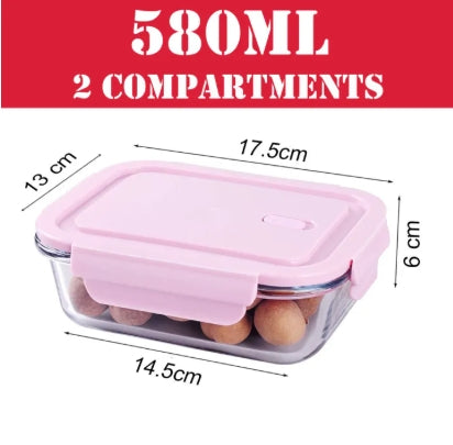 High Borosilicate Glass Food Storage Container with Air Vent Lid Leak Proof & Microwave, Oven Safe