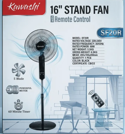 High Speed Remote Stand Fan 16" 5 Blade