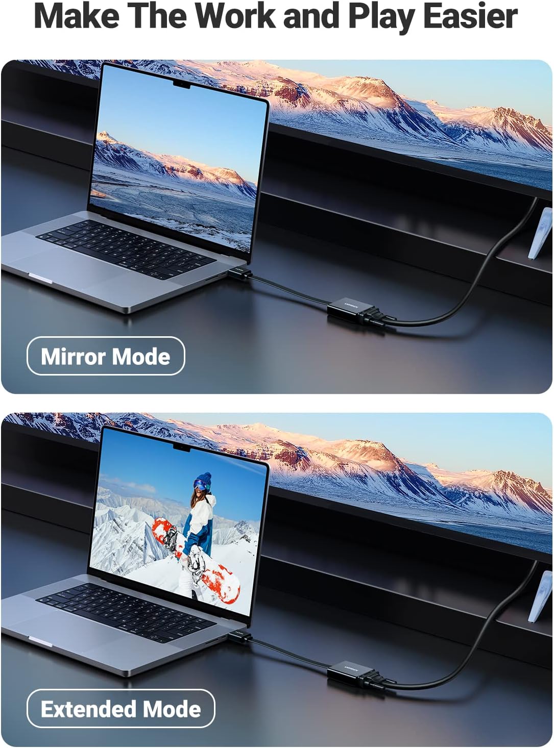 UGREEN Active HDMI to VGA Adapter with 3.5mm Audio Jack HDMI Male to VGA Female up to 1080P for PC Laptop Ultrabook