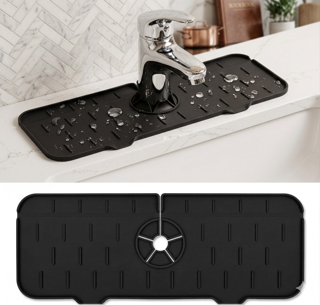 Ainiv Silicone Faucet Mat | Sink Splash Guard & Drip Catcher Drying Tray