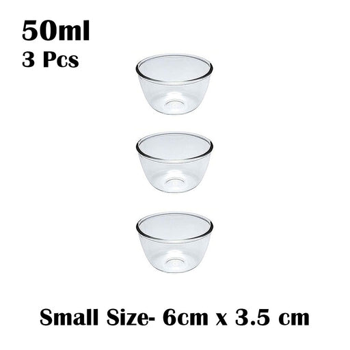 Classic Transparent Glass Bowl for Mixing /Serving-Sauce,Soup, Snacks, Fruits (3 Sizes- 405Ml,180ml)