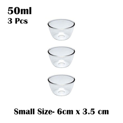 Classic Transparent Glass Bowl for Mixing /Serving-Sauce,Soup, Snacks, Fruits (3 Sizes- 405Ml,180ml)