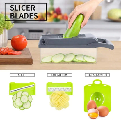 Vegetable Chopper, Slicer Cutter Chopper and Grater 14 in 1 Vegetable Slicer
