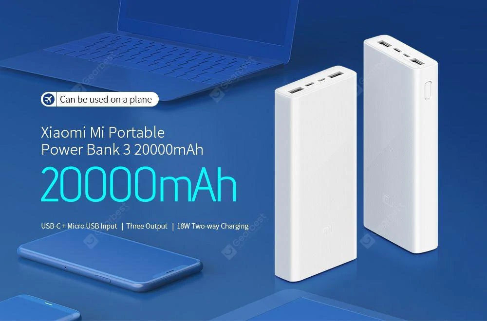 20000mAh Power Bank - White