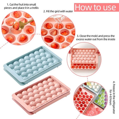 1PC Premium Plastic Ice Cube Tray 33-Cavity Round Diamond Design Food-Grade Plastic for Cocktails