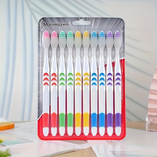 Set of 10 Kids Soft-Bristled Toothbrushes, Made with Bamboo Charcoal Nano Fibers, Unscented Manual