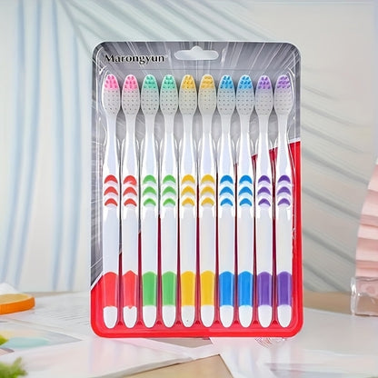 Set of 10 Kids Soft-Bristled Toothbrushes, Made with Bamboo Charcoal Nano Fibers, Unscented Manual