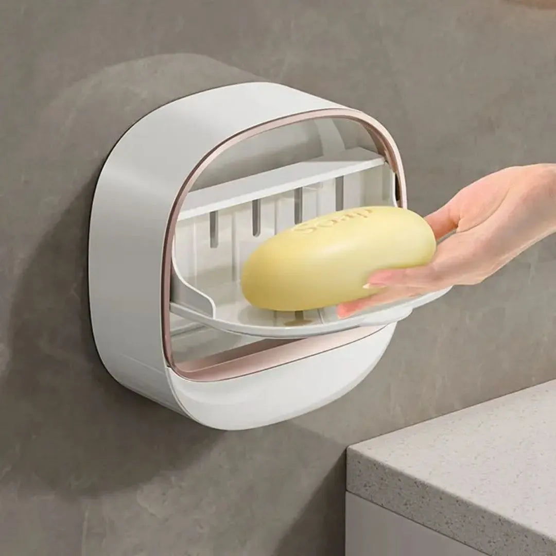 Shower Bathroom Bathtub Kitchen Sink No Drilling Wall Mounted Soap Box Bar Soap Holder with Drain