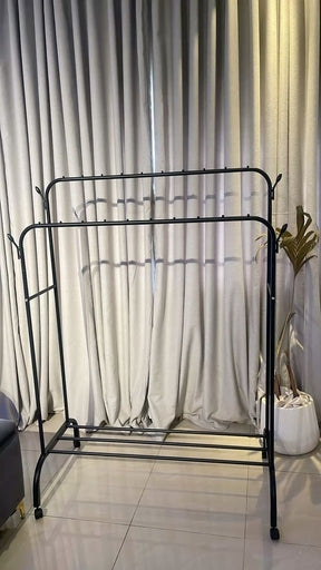 MULTIPURPOSE HANGER DOUBLE POLE CLOTH RACK (140X68x38cm) with WHEEL - YP-606 ( BIG )